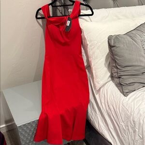Red mermaid midi dress